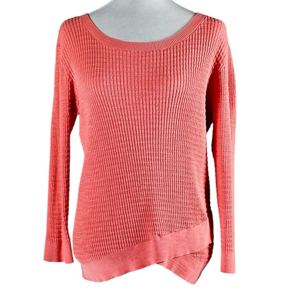 LOFT Coral Long Sleeve Asymmetrical Hem Sweater Size M - Picture 5 of 17